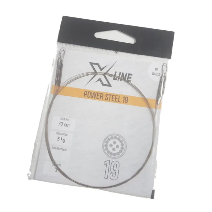 X-LINE Découverte Pêche Du Carnassier|Hameçons Et Montages-Bas de ligne acier monté carnassier power steel 19 brins spécial leurres 12cm (x3)