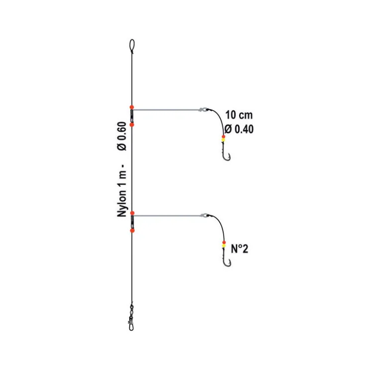 FLASHMER Bas De Lignes / Lignes Montées-Bas de ligne mer metal clip 2 hamecons