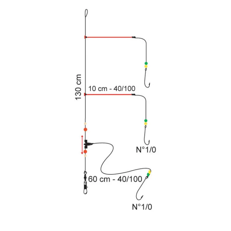 FLASHMER Bas De Lignes / Lignes Montées-Bas de ligne mer 3 balais trainard