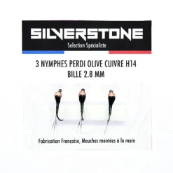 SILVER STONE Mouches|Leurres À Truite-Kit 3 nymphes perdigones olives h14 bille cuivre tung 2,8 mm