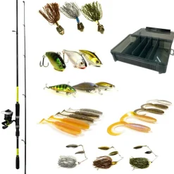 PACIFICPECHE Découverte Pêche Du Carnassier|Packs Et Ensembles-Pack Prêt à Pêcher Brochet Bzone Striker 240MH 10-45g + Moulinet + Nylon + Leurres + Boite