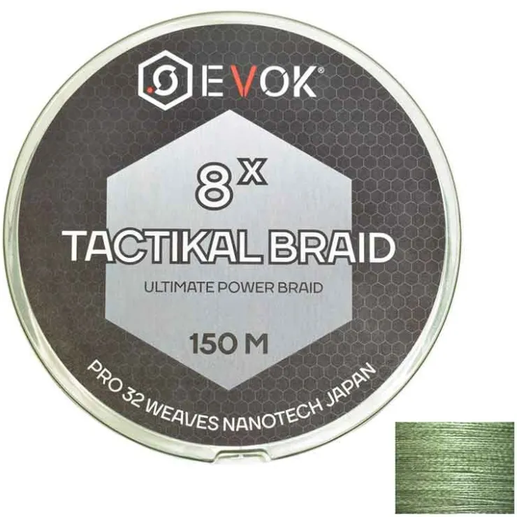 EVOK Tresses, Nylons, Fluorocarbones|Tresses, Nylons, Fluorocarbones-Tresse Tactikal Braid 8x Green 150m