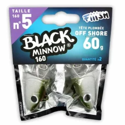 FIIISH Leurres|Pêche Aux Leurres-Tête plombée black minnow 160 off shore 60g (x2)